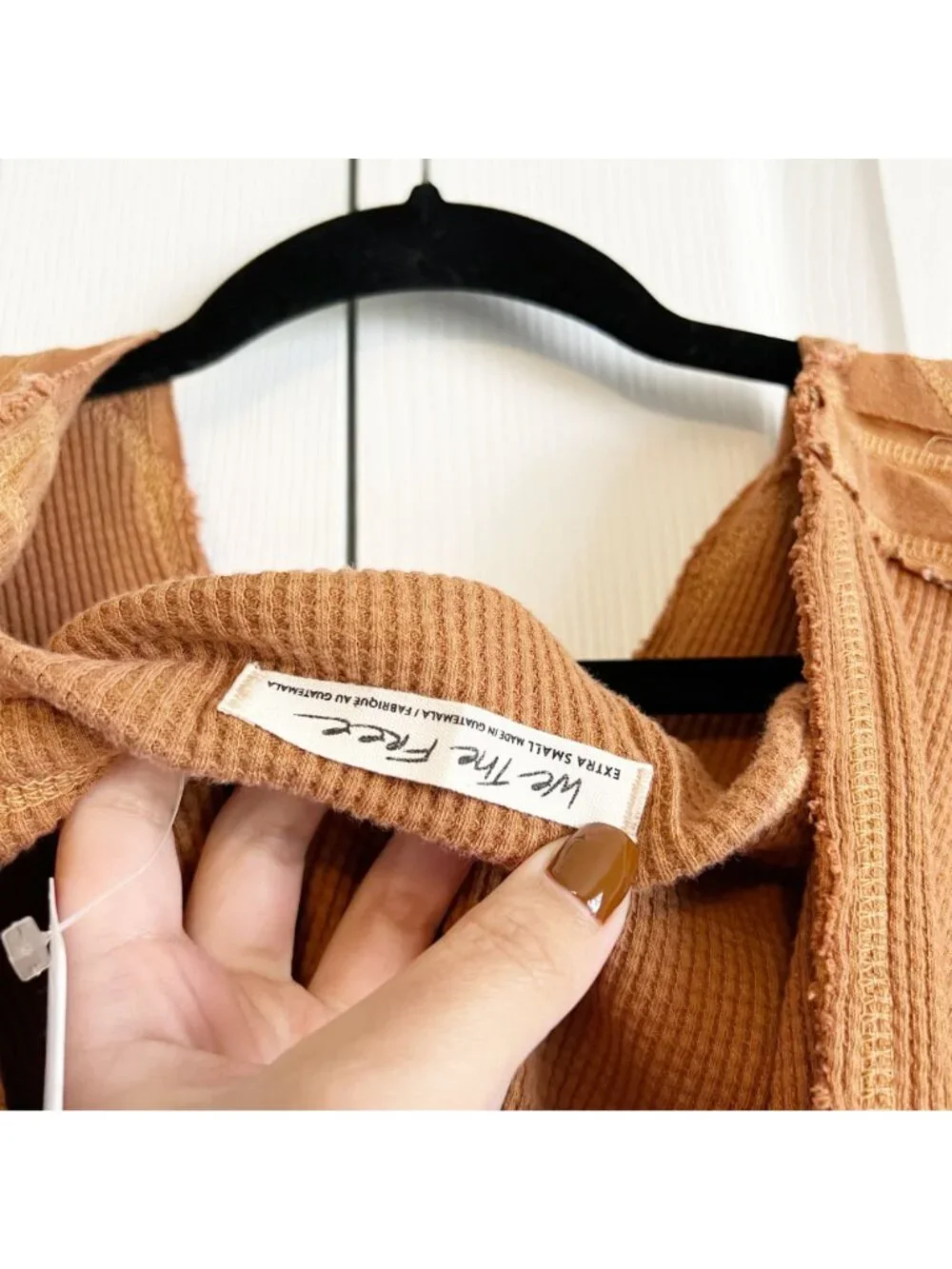 Free People Margo Bran Burnt Orange Waffle Knit Hoodie Women's Size X-Small XS